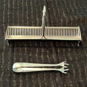 Sterling Silver Sugar Cube Holder & Sterling Silver Tongs